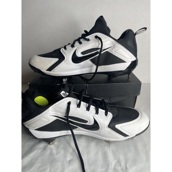 Nike Alpha Huarache Elite Black White Mens 12 Lace Up Baseball Cleats AH7524-002 - Picture 2 of 6